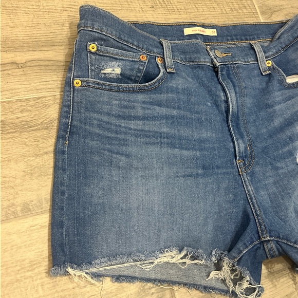 Levi's 501 Button Fly Cutoff Raw Hem Jean Shorts S58022 Right Rise Size 33 - Picture 4 of 9